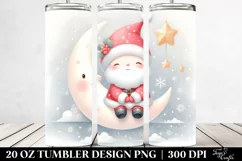 Cute Santa Winter Moon Snowflakes Stars 20 oz Tumbler Product Image 2