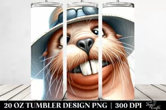 Watercolor Walrus with Sun Hat 20 Oz Tumbler Product Image 2