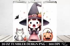 Whimsical Excited Witch Cat | 20 oz Tumbler Product Image 2