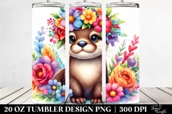 Vibrant Otter with Flower Crown | 20 oz Tumbler Product Image 2
