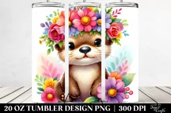 Vibrant Otter with Flower Crown | 20 oz Tumbler Product Image 2