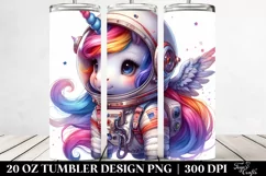 Colorful Baby Unicorn with Astronaut's Suit. 20 oz Tumbler Product Image 2