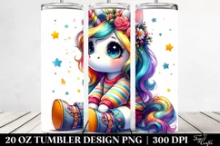 Vibrant Drawing Cute Unicorn | 20 oz Tumbler Product Image 2