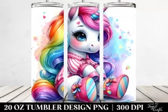 Vibrant Drawing Cute Unicorn | 20 oz Tumbler Product Image 2