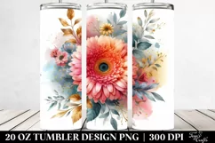 Washed Watercolor Colorful Gerbera | 20 oz Tumbler Product Image 2