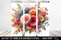 Washed Watercolor Colorful Gerbera | 20 oz Tumbler Product Image 2