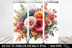 Washed Watercolor Colorful Gerbera | 20 oz Tumbler Product Image 2