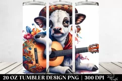Colorful Baby Cow with Spanish Guitar. 20 oz Tumbler Design Product Image 2