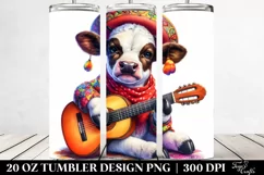 Colorful Baby Cow with Spanish Guitar. 20 oz Tumbler Design Product Image 2