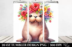 Colorful Flower Crown Walrus Tumbler Product Image 2