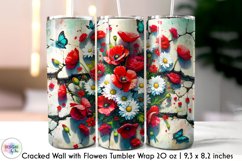 3D Cracked Wall Flowers Tumbler Wrap, Floral Tumbler Design Product Image 1