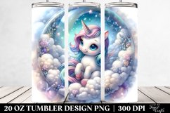 Detailed Watercolor Boho Cute Baby Unicorn Twirling in a Product Image 2
