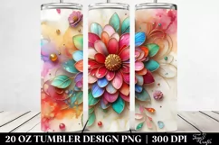Colorful Zinnia on Marble-like Background with Gold Product Image 2