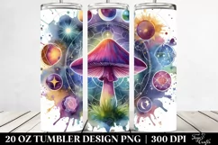 Vibrant Magical Mushroom Clipart, Transparent 20 Oz Tumbler Product Image 2