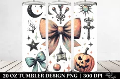 Watercolor Retro Halloween Glitery Coquette Bow | 20 oz Product Image 2