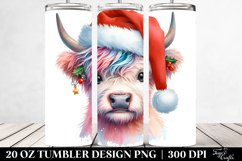 Pastel Highland Cow with Santa 20 Oz Tumbler Product Image 2