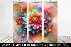 Colorful Zinnia with Marble Background | 20 Oz Tumbler Product Image 2