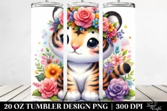 Colorful Flower Crown Tiger Tumbler Product Image 2