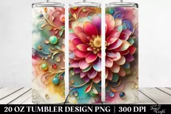 Colorful Zinnia on Marble Background | 20 Oz Tumbler Product Image 2