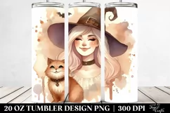Retro Smiling Witch with Cat | 20 oz Tumbler Product Image 2