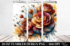 Watercolor Splash Ranunculus on White Background | 20 Oz Product Image 2