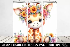 Cute Giraffe with Flower Crown 20 Oz Tumbler Product Image 2