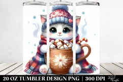 Cat with Hot Cocoa and Marshmallows PNG Product Image 2