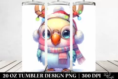 Enthusiastic Parrot with Reindeer Horns and Sky Goggles PNG Product Image 2