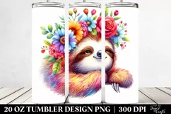 Cartoon Sloth Flower Crown | 20 oz Tumbler Product Image 2