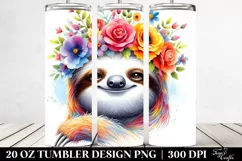 Cartoon Sloth Flower Crown | 20 oz Tumbler Product Image 2