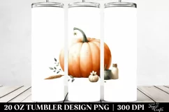 Washed Watercolor Pumpkin, Transparent 20 Oz Tumbler Product Image 2