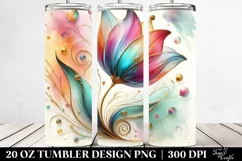 Colorful Tulip with Watercolor Splash | 20 Oz Tumbler Product Image 2