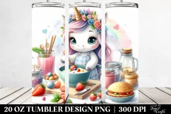 Colorful Watercolor Pastel Unicorn Cooking | 20 oz Tumbler Product Image 2