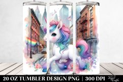 Colorful Baby Unicorn with Street Scene. 20 oz Tumbler Product Image 2