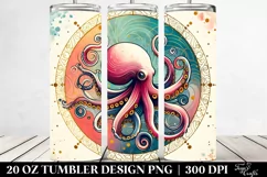 Colorful Retro Watercolor Octopus Ornament 20 Oz Tumbler Product Image 2