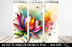 20 Oz Tumbler Sublimation | Colorful Tulip on White Product Image 2