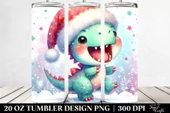 Cute Dinosaur with Santa Hat 20 Oz Tumbler Product Image 2