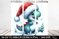 Cute Excited Dinosaur Winter Clipart, High-Res 20 Oz Tumbler Product Image 2