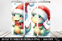 Cute Excited Dinosaur Winter Clipart, High-Res 20 Oz Tumbler Product Image 2