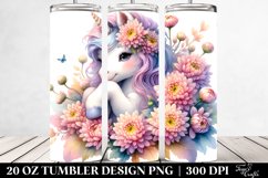 Baby Unicorn with Chrysanthemum | 20 oz Tumbler Product Image 2