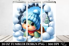 Cute Turtle in Snowy Scene, Transparent 20 Oz Tumbler Product Image 2