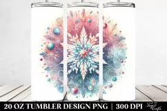 Colorful Christmas Snowflake, Watercolor Round | 20 oz Product Image 2