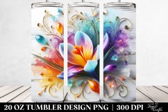 20 Oz Tumbler Sublimation | Colorful Crocus on White Product Image 2