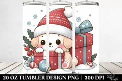 Cute Puppy Behind Gift Box, Transparent 20 Oz Tumbler Product Image 2