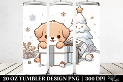 Cute Puppy Behind Gift Box, Transparent 20 Oz Tumbler Product Image 2