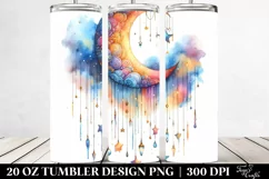 Whimsical Half Moon with Stars Clipart, High-Res 20 Oz Product Image 2