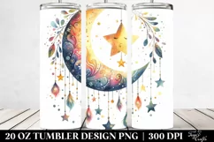 Whimsical Half Moon with Stars 20 Oz Tumbler Product Image 2