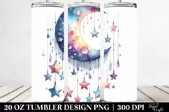 Whimsical Half Moon with Stars Clipart, High-Res 20 Oz Product Image 2