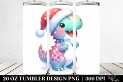 Excited Dinosaur with Santa Hat 20 Oz Tumbler Product Image 2