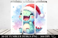 Excited Dinosaur with Santa Hat 20 Oz Tumbler Product Image 2